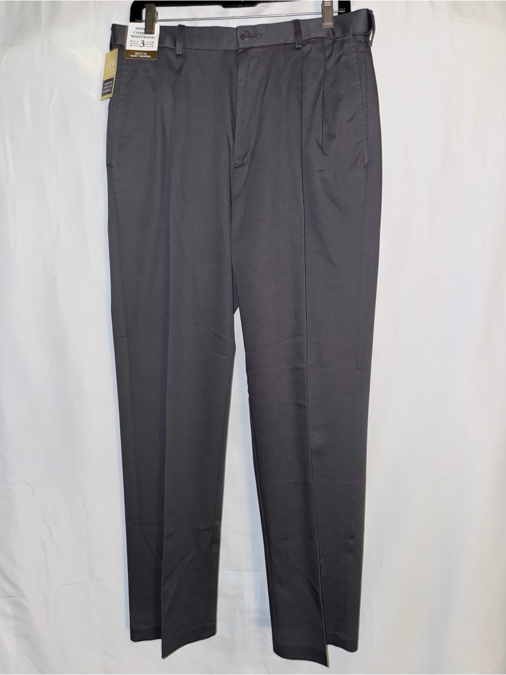 NWT Haggar Men's Charcoal Gray Iron Free Premium Khaki Dress Pants Size 32 X 32